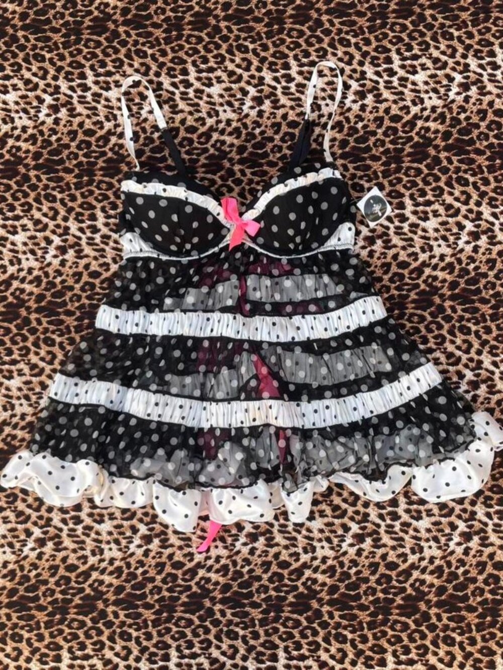 2000s polka dotted babydoll slip